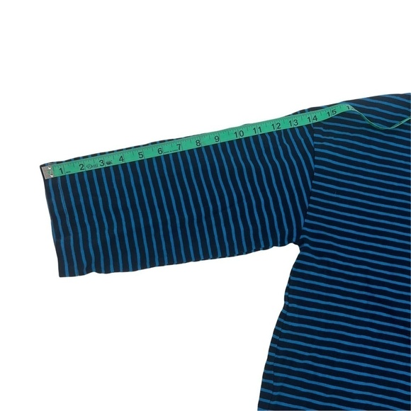 J. Crew Blue Striped Avec Amour Embroidered Boat Neck Shirt Size Medium Women’s - Picture 5 of 7